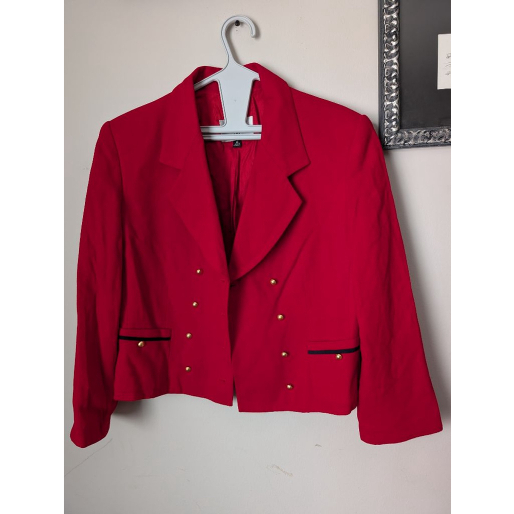 Kasper ASL Red Double Breasted Blazer Gold Buttons - Picture 2 of 11
